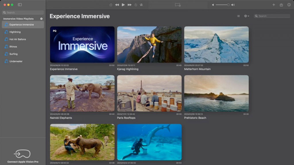 Neue App von Apple: Immersive Video importieren und managen