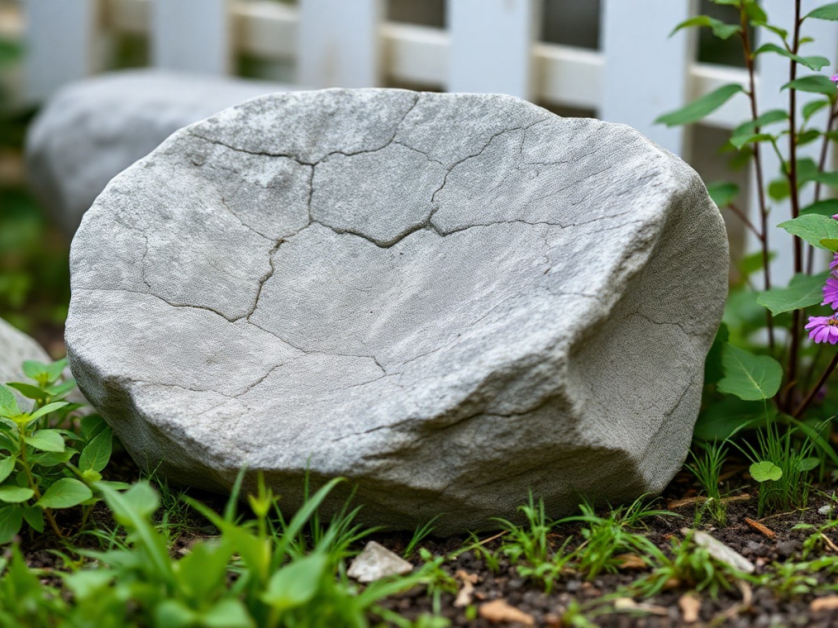 Ein kleiner Teller mit Stein im Garten kann eine große Wirkung haben